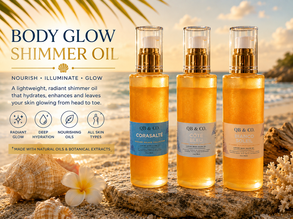 Shimmer Body Glow Oil Bundle | Lightweight & Deep Moisture | Oceáre Solace Collection
